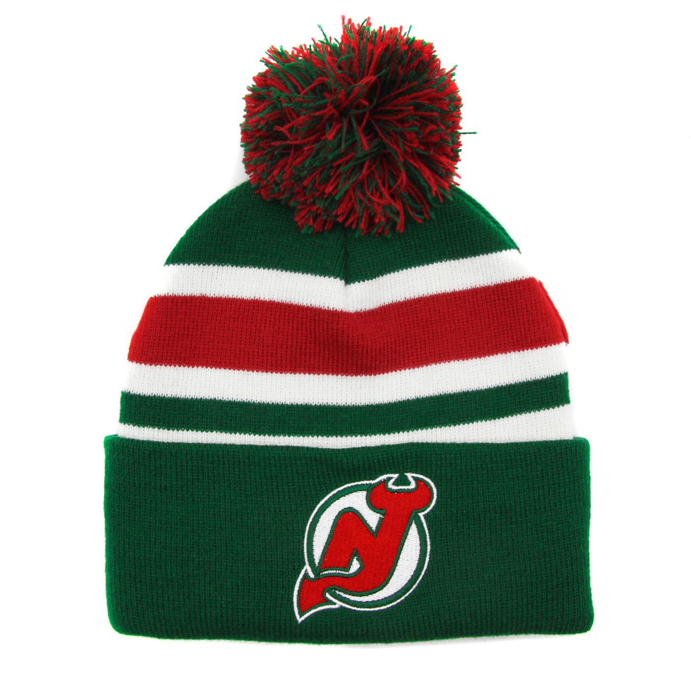 Mitchell & Ness NHL Stripe Pom Knit beanie NJ Devils green