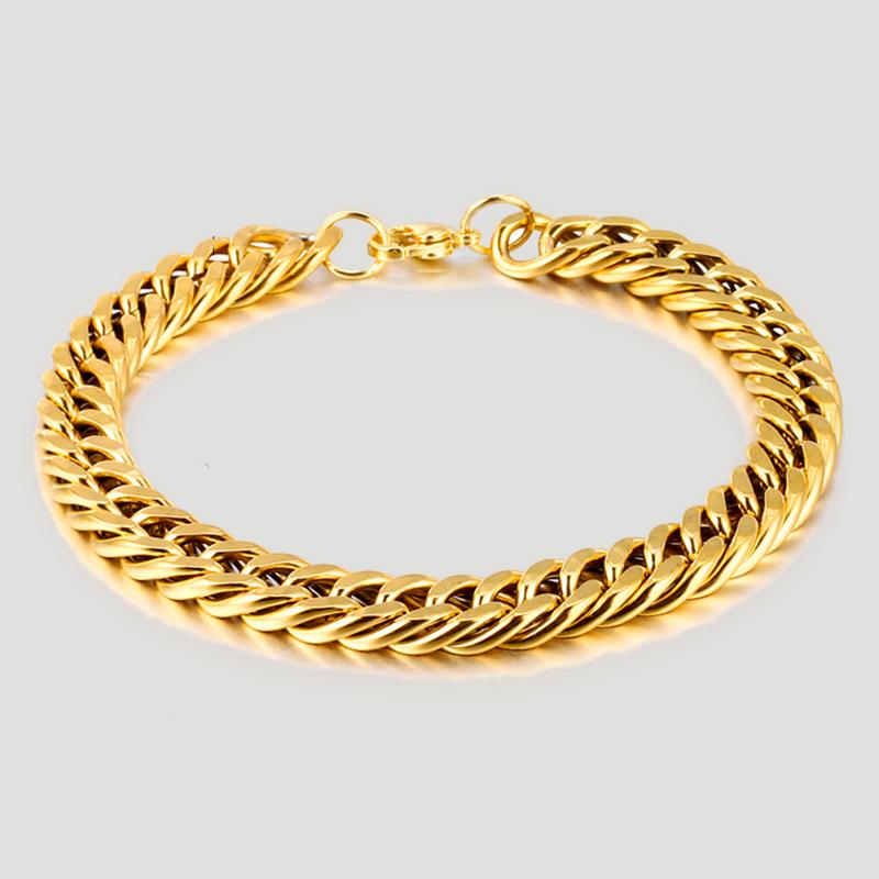 Cuban Link bracelet 22cm x 10mm steel gold - Shop-Tetuan