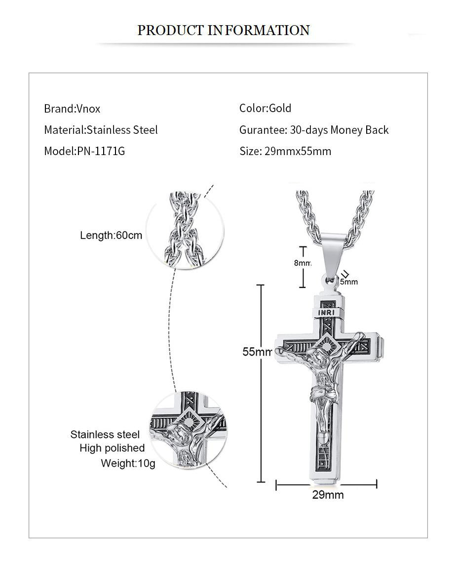 INRI Cross Necklace steel - Shop-Tetuan