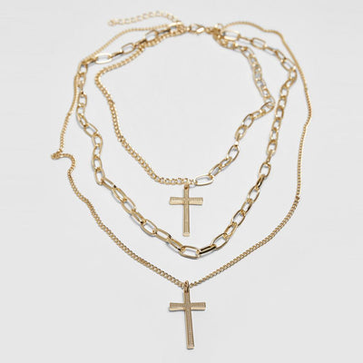 Urban Classics Layering Cross Necklace gold