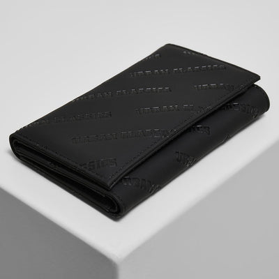 Urban Classics Imitation Leather Allover Logo Wallet black - Shop-Tetuan