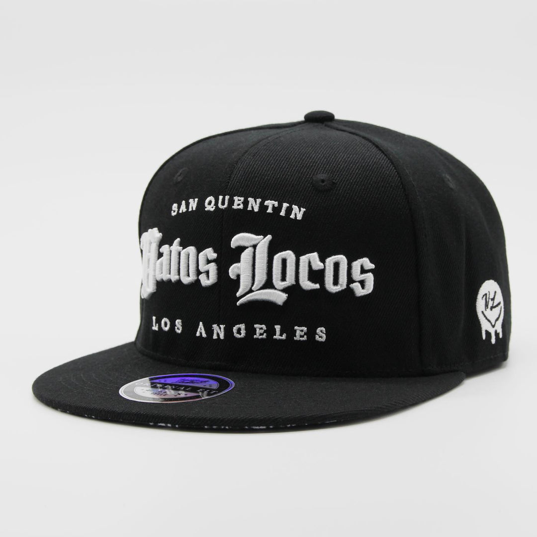 Naughty League San Quentin Vatos Locos Old English Logo fitted black - Shop-Tetuan