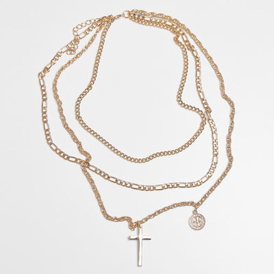 Urban Classics Mini Coin Cross Necklace gold - Shop-Tetuan