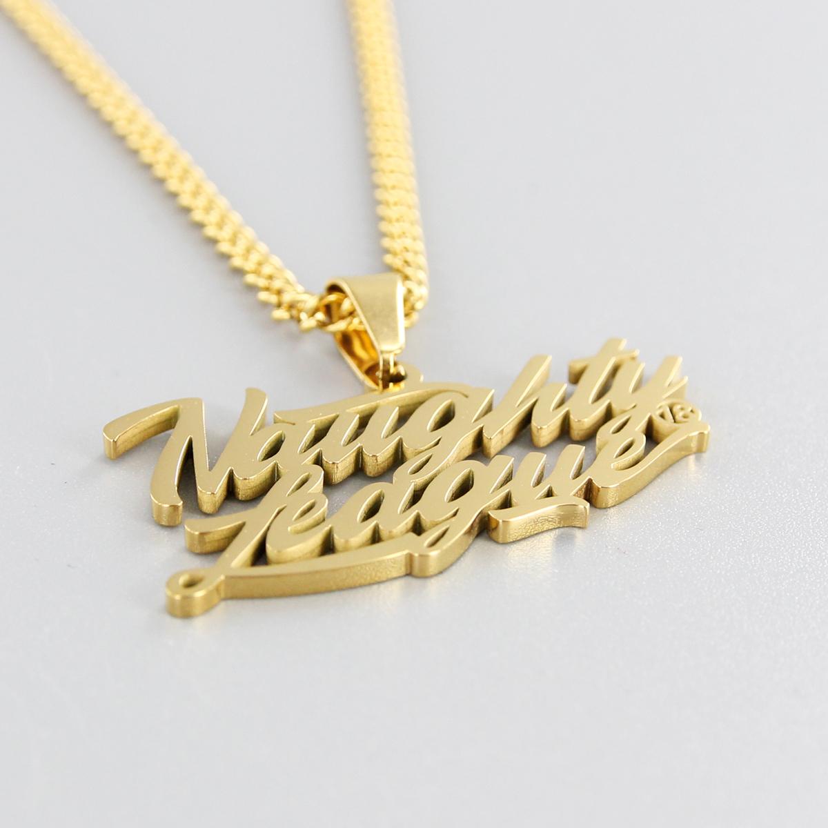 Naughty League Branded Logo Necklace steel/gold - Shop-Tetuan