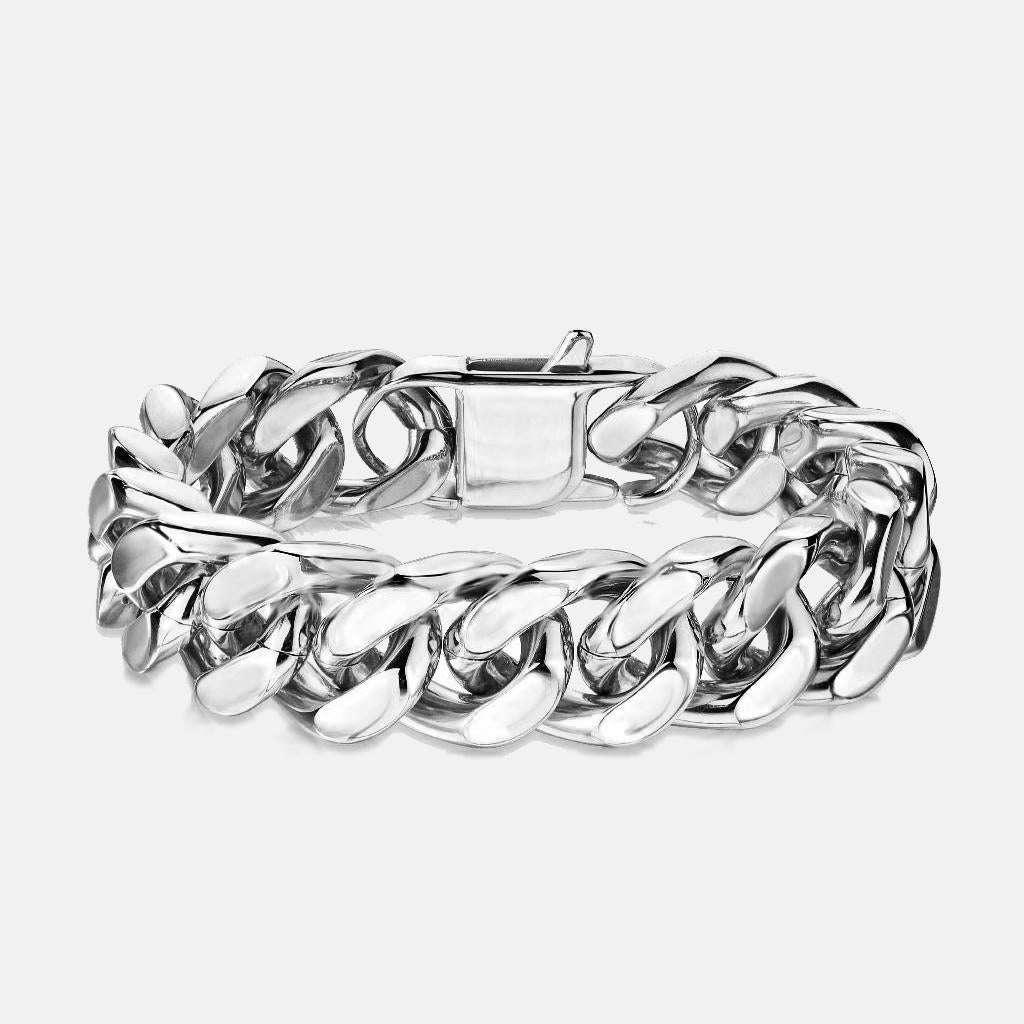 Hand Polished Square Curb Chain Bracelet Stainless Steel - Shop-Tetuan