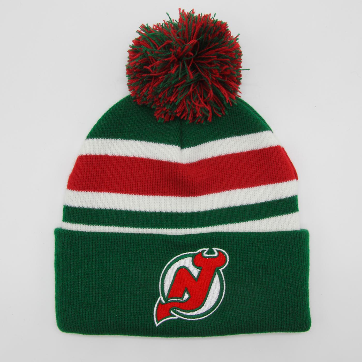 Mitchell & Ness NHL Stripe Pom Knit beanie NJ Devils green
