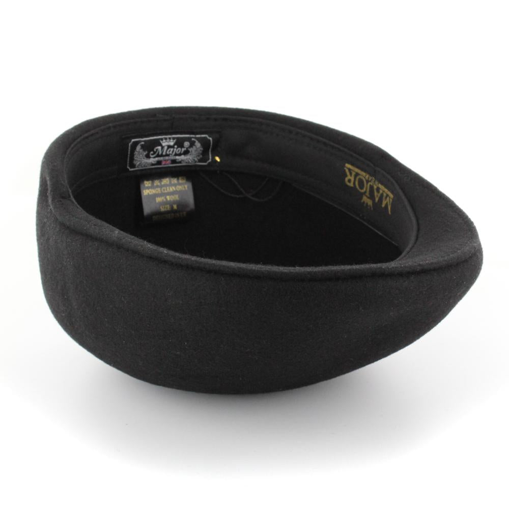 Major Wear plain wool flat cap black - Shop-Tetuan