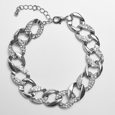 Urban Classics Basic Diamond Necklace And Bracelet set silver - Shop-Tetuan