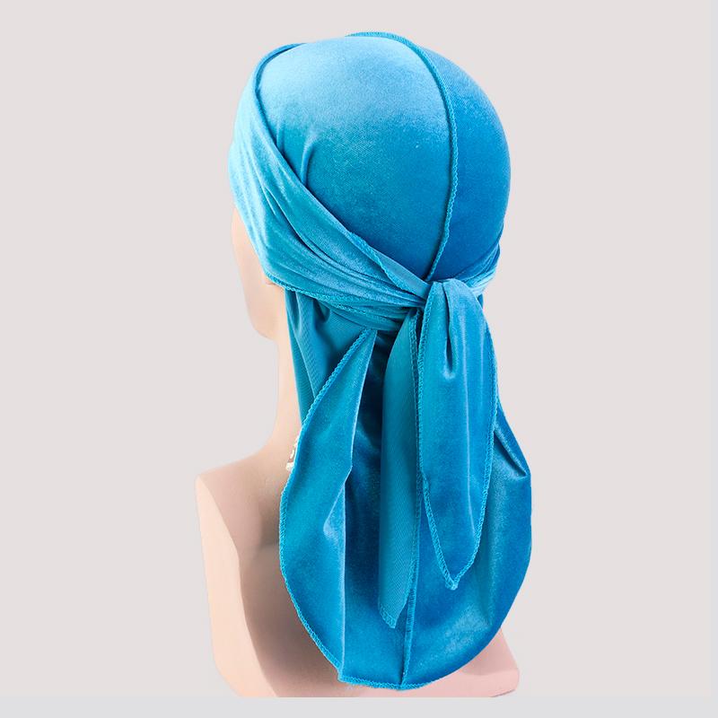 Luxury Velvet Du-Rag sky blue - Shop-Tetuan