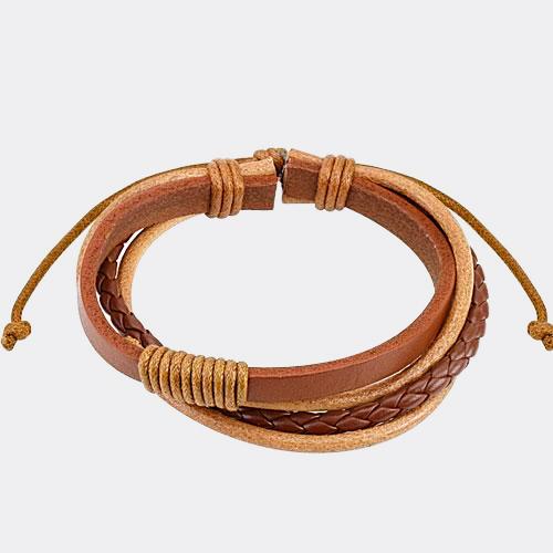 Combination Leather Bracelet with Drawstrings brown - Shop-Tetuan