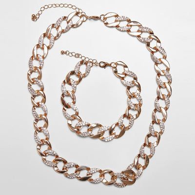 Urban Classics Basic Diamond Necklace And Bracelet set gold - Shop-Tetuan