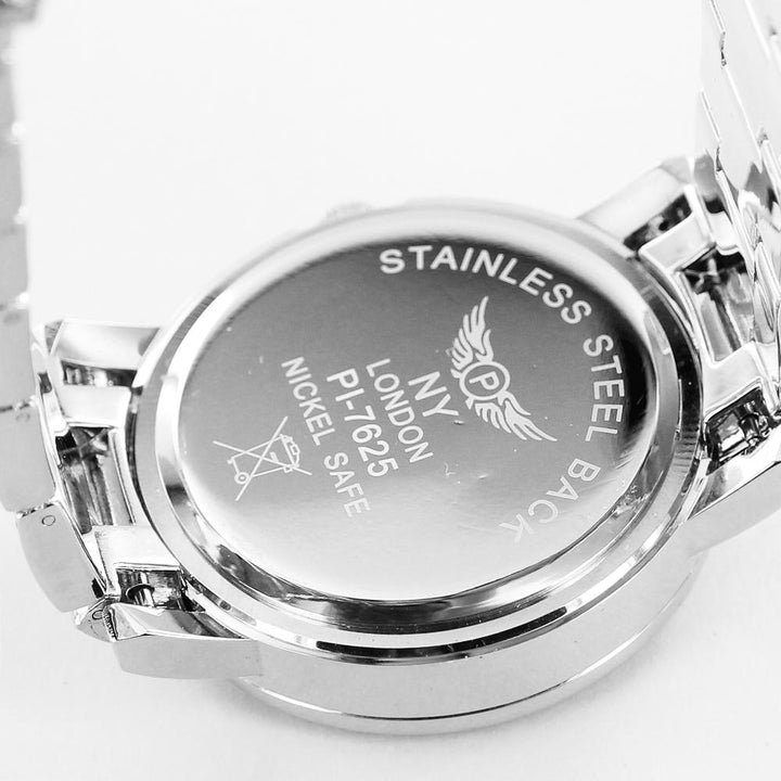 NY London Mens Classic Bling Crystals Dial Fashion Watch silver - Shop-Tetuan