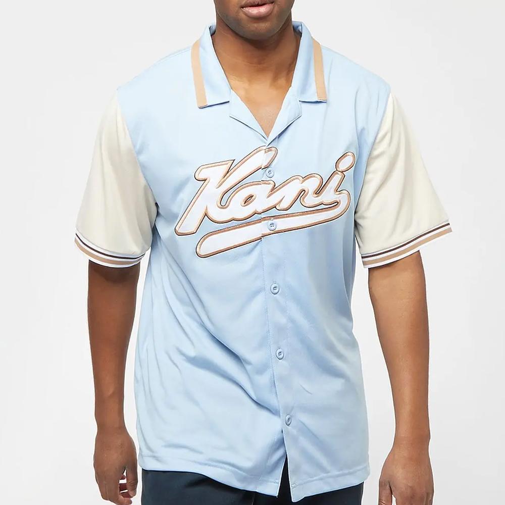 Karl Kani Varsity Block Baseball shirt light blue/cream