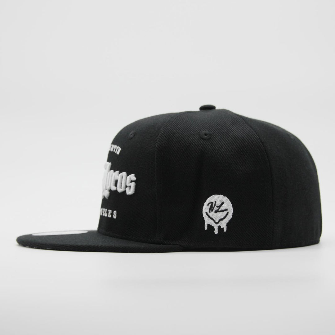 Naughty League San Quentin Vatos Locos Old English Logo fitted black - Shop-Tetuan