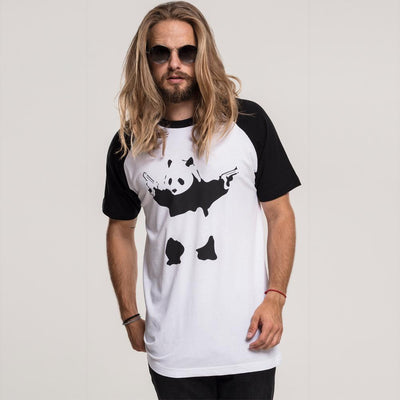 Banksy Panda Raglan Tee wht/blk - Shop-Tetuan