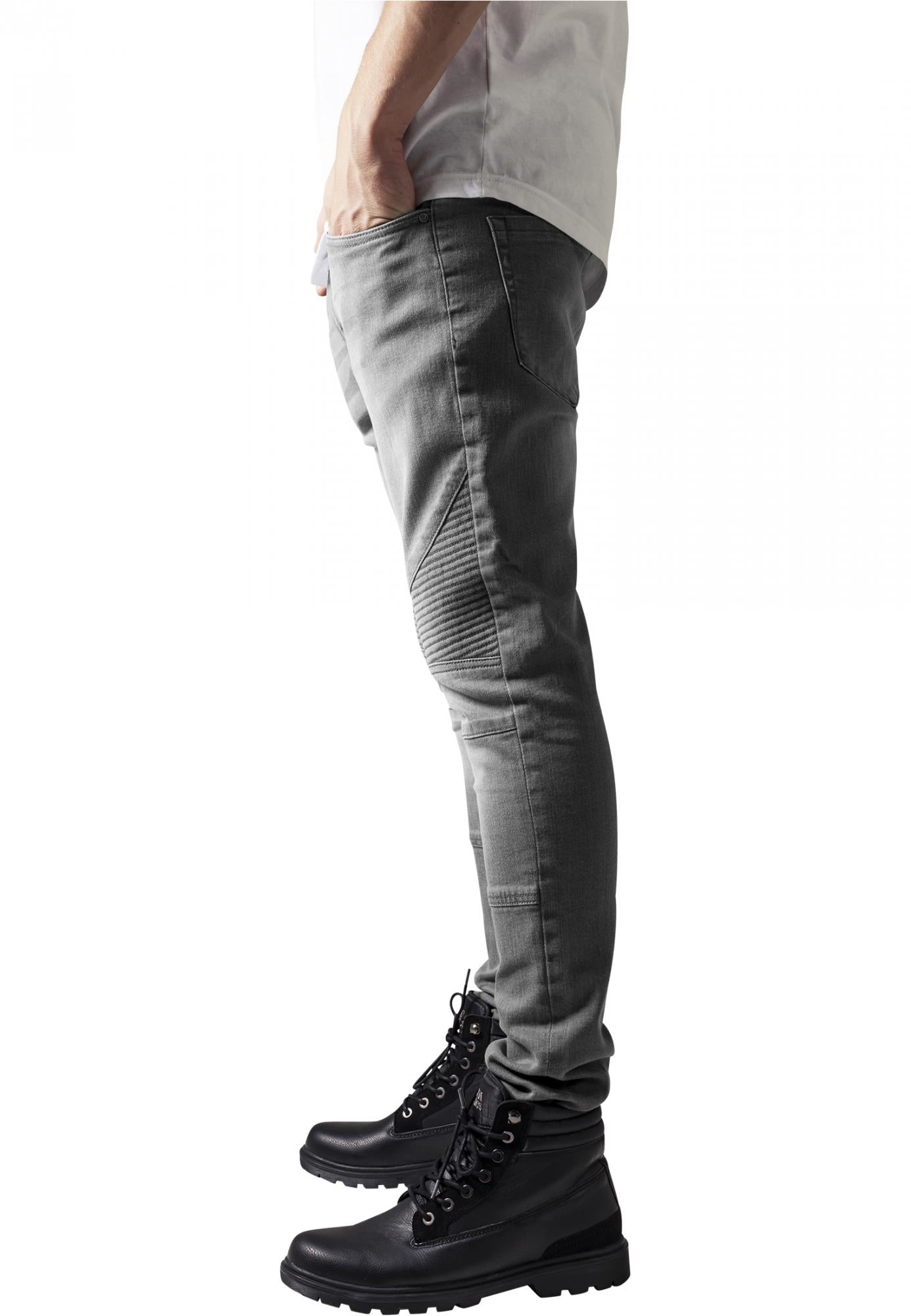 Urban Classics Slim Fit Biker Jeans grey - Shop-Tetuan