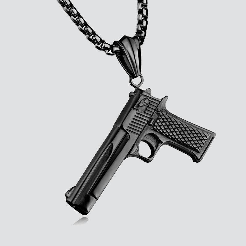 Handgun Necklace steel/black - Shop-Tetuan