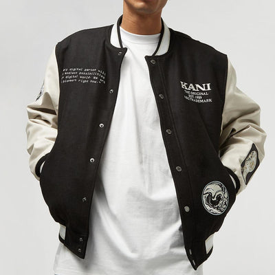 Karl Kani Retro Block College Jacket black/light sand - Shop-Tetuan
