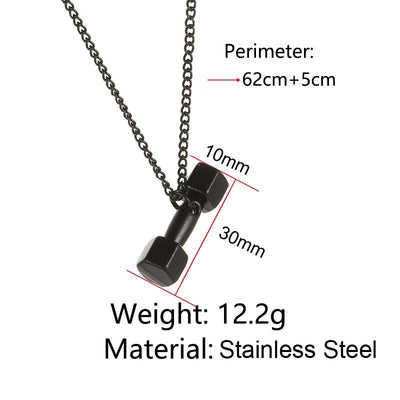 Dumbbell Necklace steel/black - Shop-Tetuan