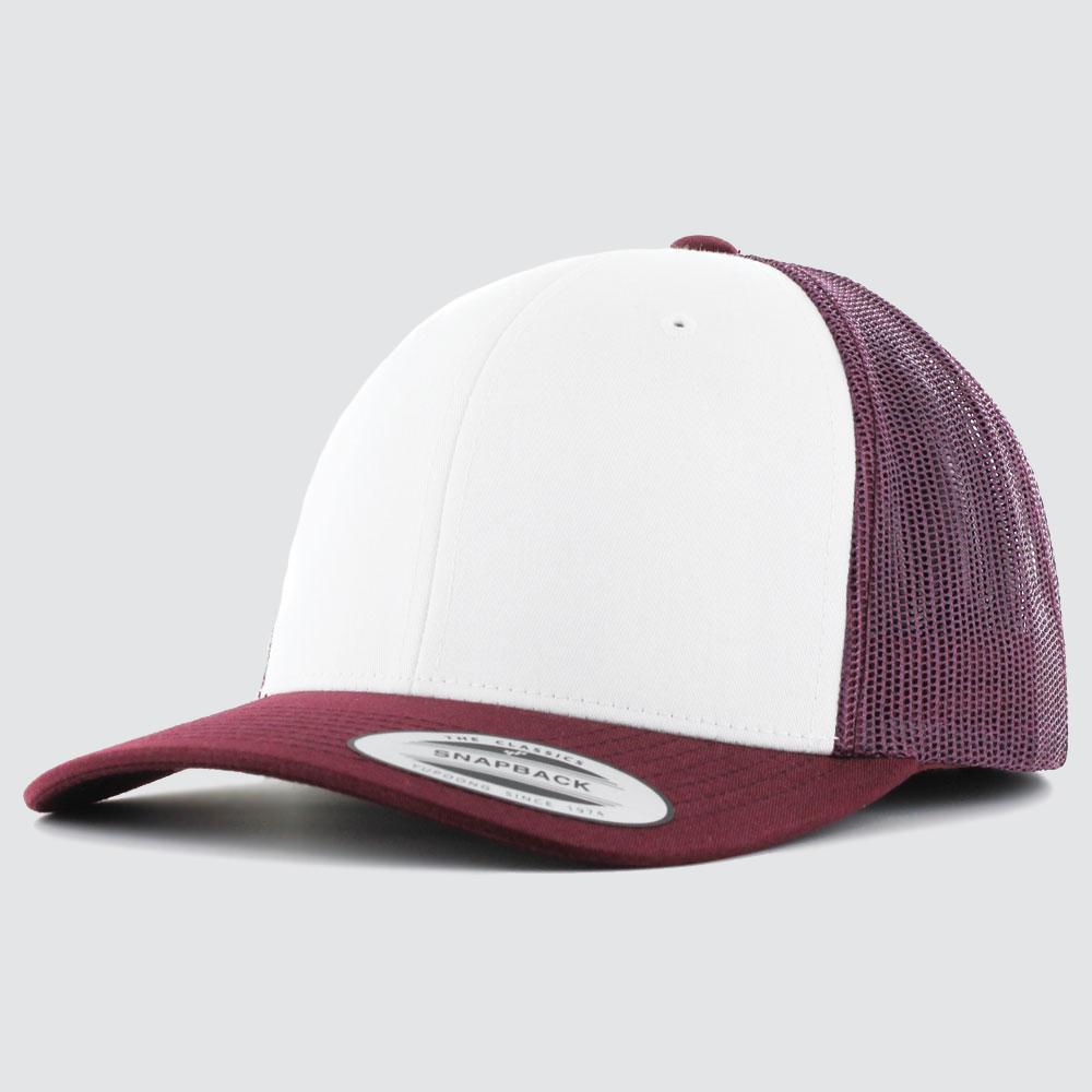 The Classics Yupoong Retro Trucker Colored Front cap maroon/white - Shop-Tetuan