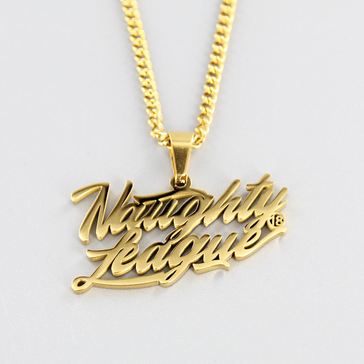 Naughty League Branded Logo Necklace steel/gold - Shop-Tetuan