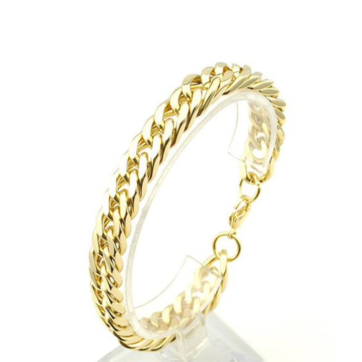 Cuban Link bracelet 22cm x 10mm steel gold - Shop-Tetuan