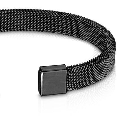 Flexible Mesh Bangle Bracelet Stainless Steel/black - Shop-Tetuan