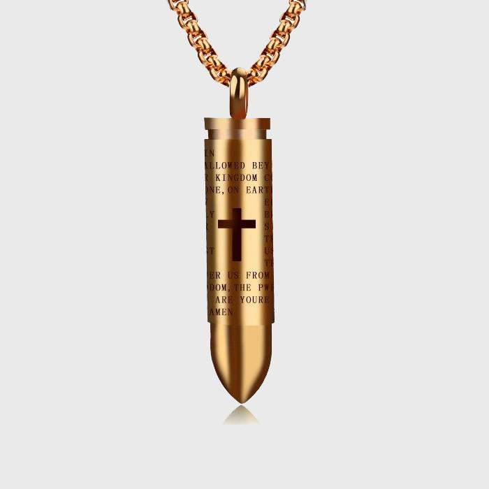 Openable Bullet With Cross Necklace gold - Shop-Tetuan