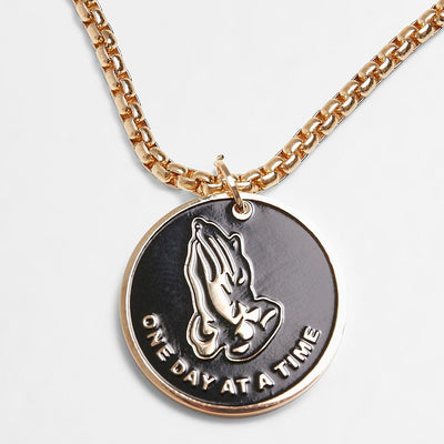 Urban Classics Pray Hands Coin Necklace gold - Shop-Tetuan