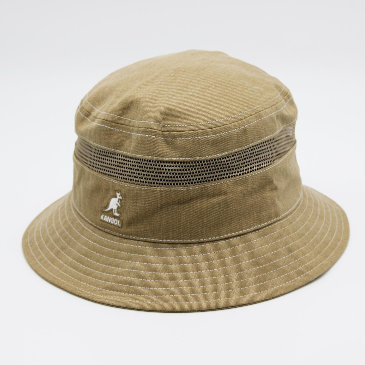 Kangol Distressed Cotton Mesh bucket oat