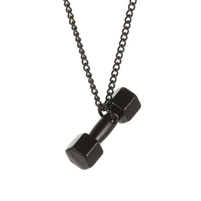 Dumbbell Necklace steel/black - Shop-Tetuan