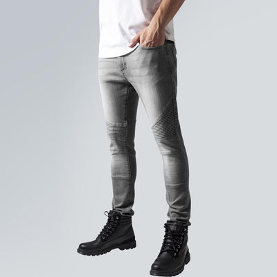 Urban Classics Slim Fit Biker Jeans grey - Shop-Tetuan