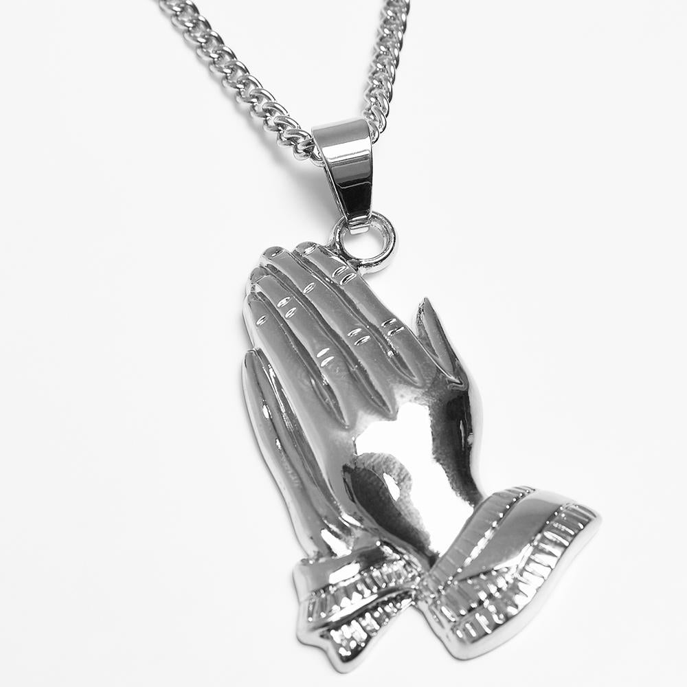 Urban Classics Pray Hands Necklace silver - Shop-Tetuan
