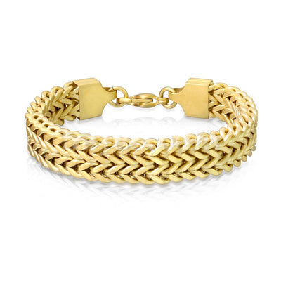 Matte Gold Double Row Wheat Chain Bracelet Stainless Steel - Shop-Tetuan