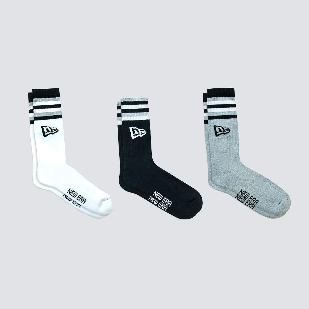 New Era Retro Stripe Crew sock blk/wht/gray - Shop-Tetuan