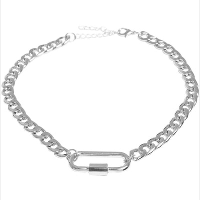 Urban Classics Fastener Necklace silver