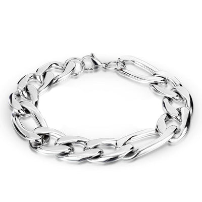 Small and Large Links Stainless Steel Chain Bracelet with Lobster Clasp 15mm - Shop-Tetuan