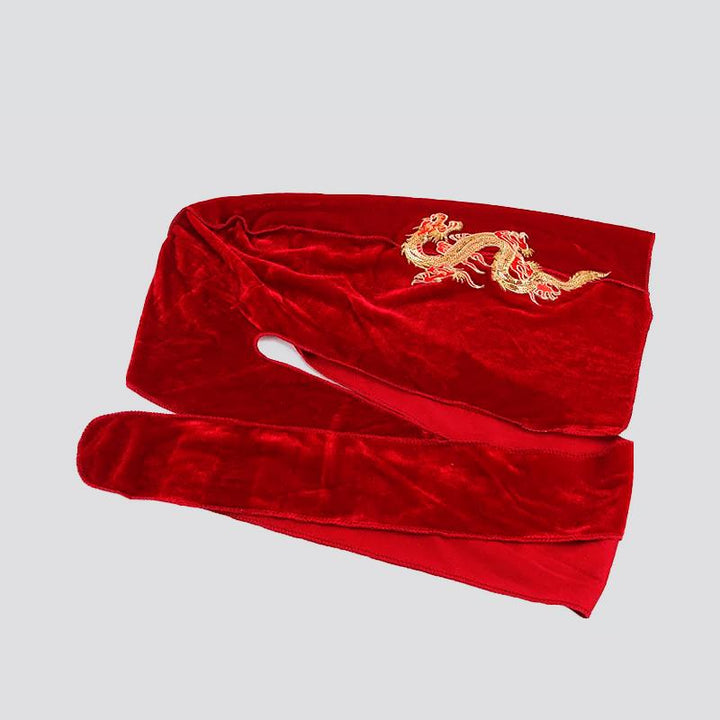 Du-Rag Dragon Design Long Tie Velvet wine red - Shop-Tetuan