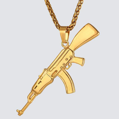 AK-47 Rifle Necklace steel/gold - Shop-Tetuan