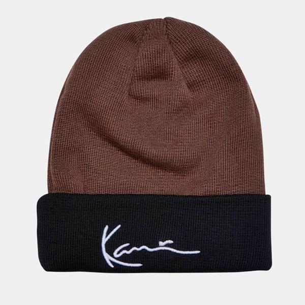 Karl Kani Signature Splid Beanie dark brown/black - Shop-Tetuan
