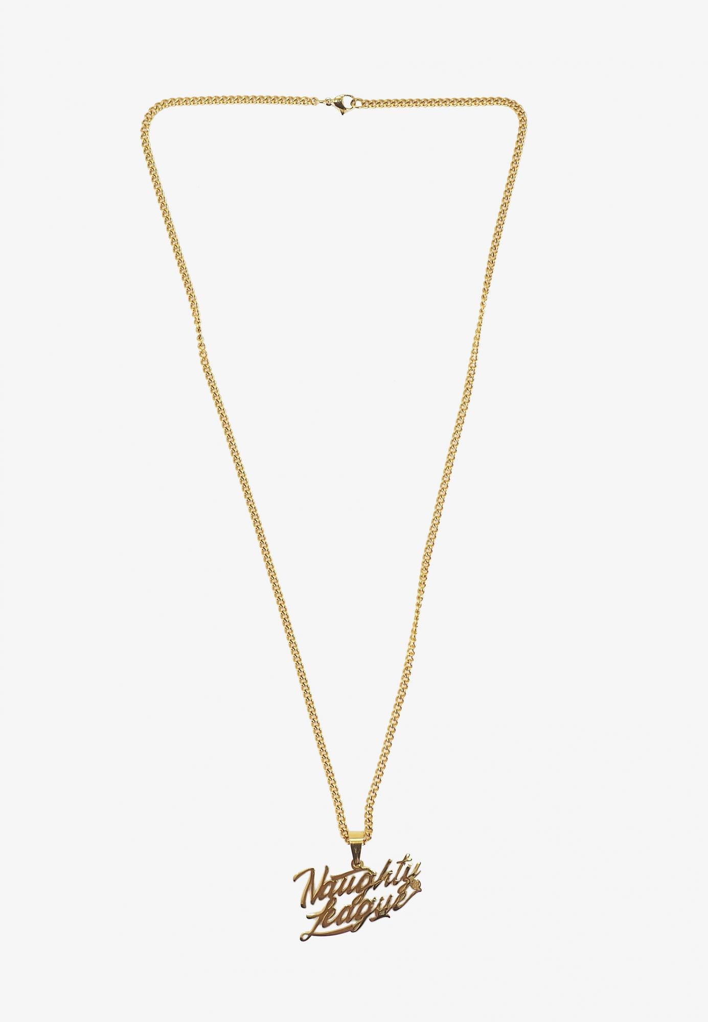 Naughty League Branded Logo Necklace steel/gold - Shop-Tetuan