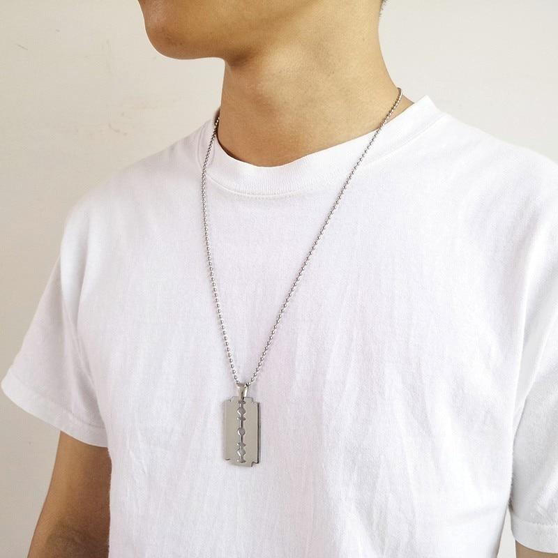 Razor Blade Pendant Necklace  steel - Shop-Tetuan