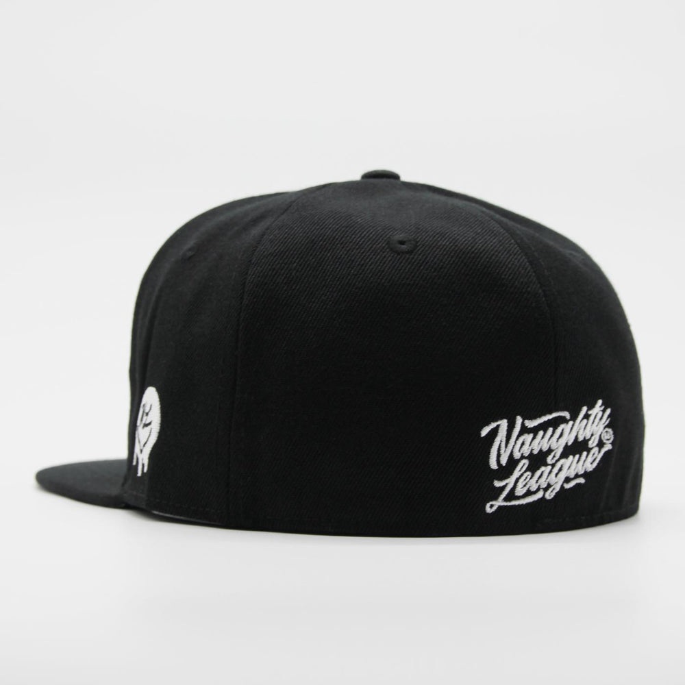 Naughty League San Quentin Vatos Locos Old English Logo fitted black - Shop-Tetuan