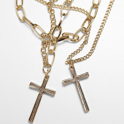 Urban Classics Layering Cross Necklace gold