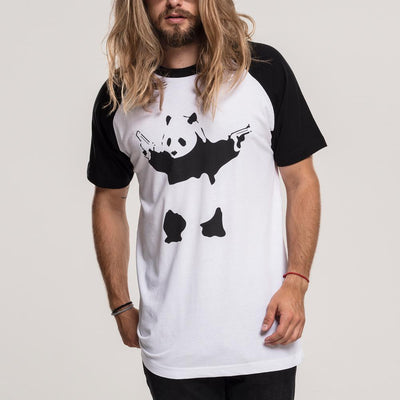 Banksy Panda Raglan Tee wht/blk - Shop-Tetuan