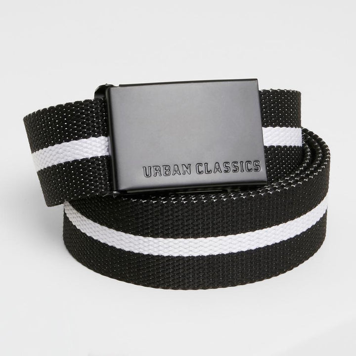 Urban Classics Canvas Belts black white stripe - Shop-Tetuan