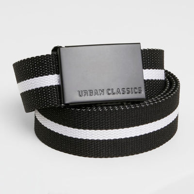 Urban Classics Canvas Belts black white stripe - Shop-Tetuan