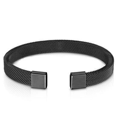 Flexible Mesh Bangle Bracelet Stainless Steel/black - Shop-Tetuan