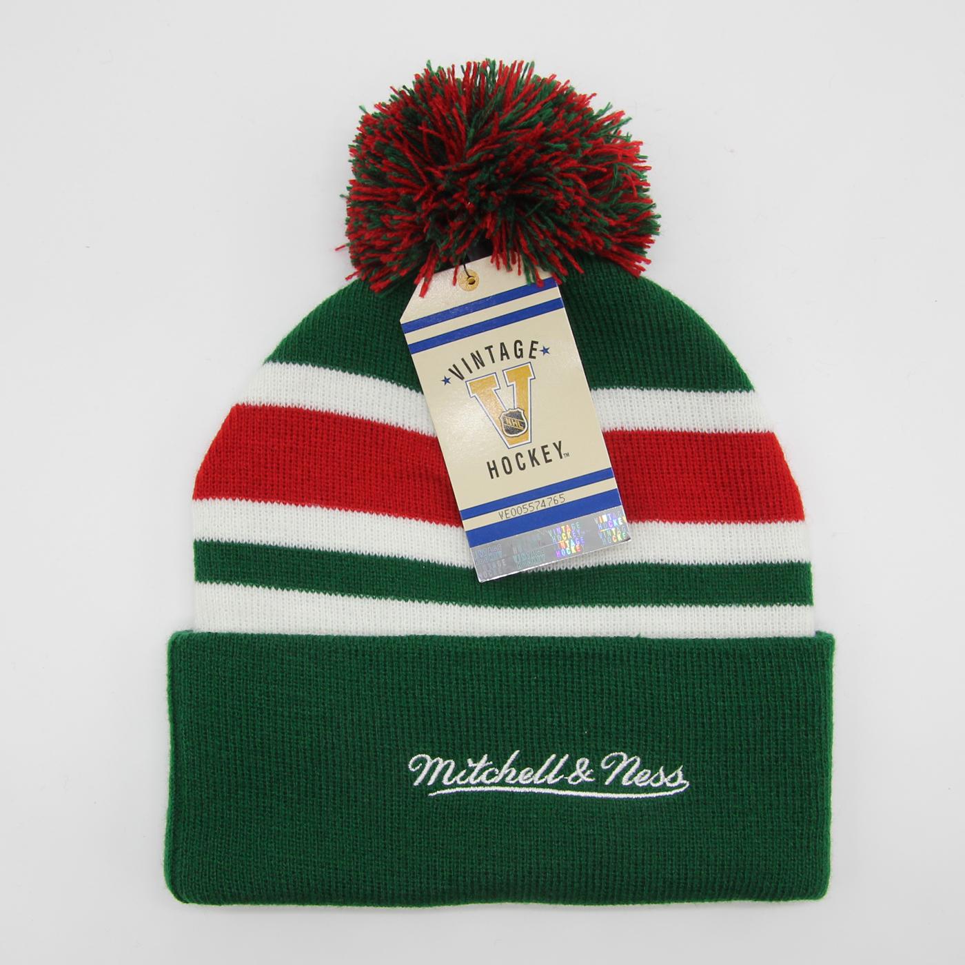Mitchell & Ness NHL Stripe Pom Knit beanie NJ Devils green