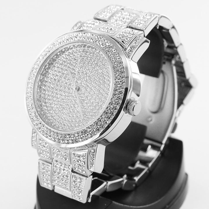 NY London Mens Classic Bling Crystals Dial Fashion Watch silver - Shop-Tetuan